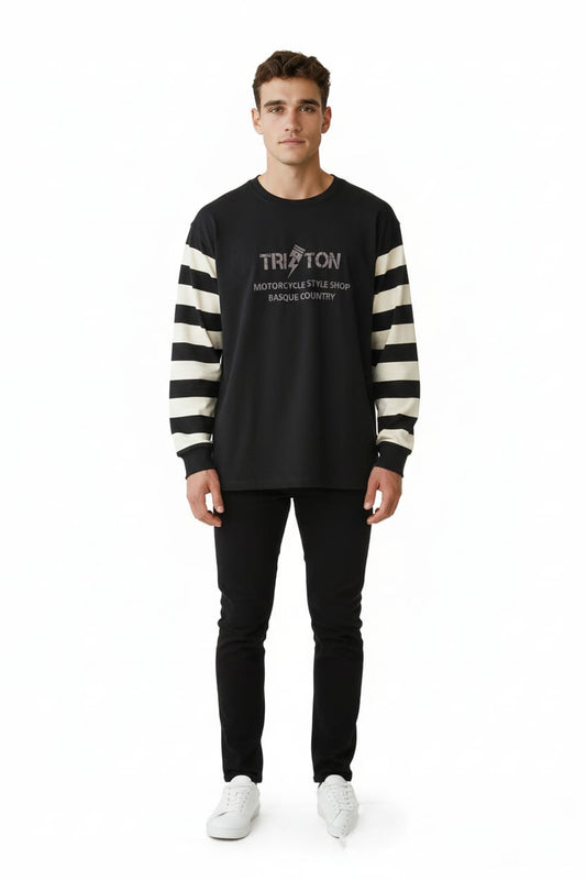 Camiseta manga larga TRITON blanca / negro