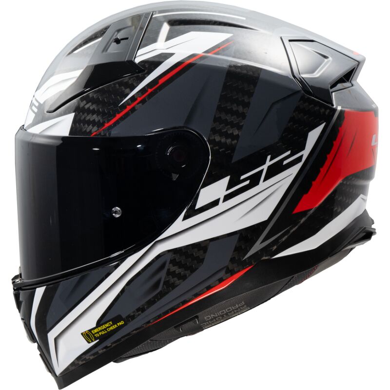 Casco LS2 FF811 VECTOR II Carbono  SAVAGE WHITE RED GREY-06