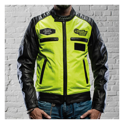 CHAQUETA Holy Freedom Zero Vision leather jacket black / fluo yellow