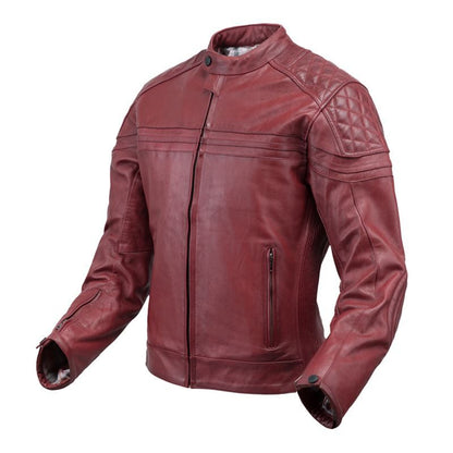 Chaqueta de moto de cuero Invictus Eros Roja HOMBRE