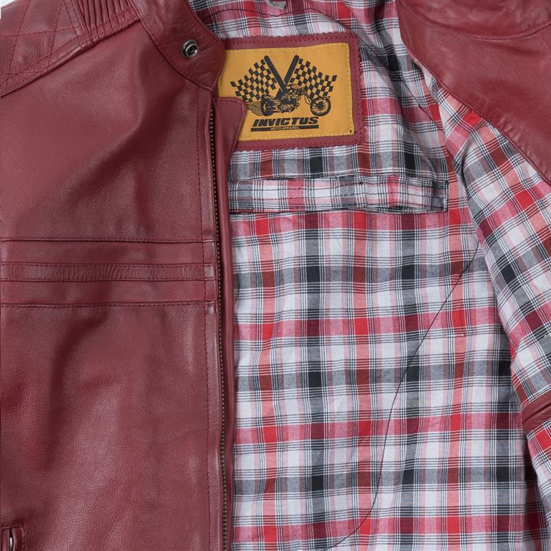 Chaqueta de moto de cuero Invictus Eros Roja HOMBRE