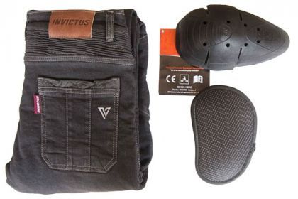 Pantalon Vaquero y cuero Invictus Eastwood NEGRO