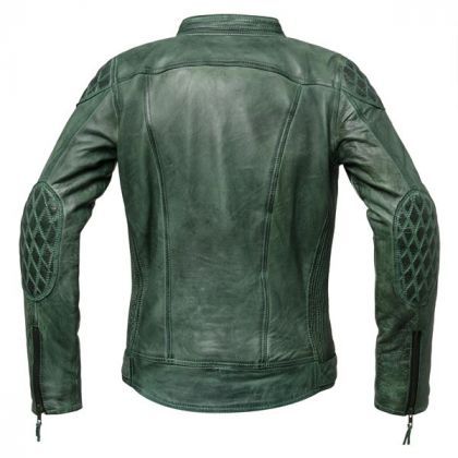 Chaqueta de moto de cuero de chica Electra Verde